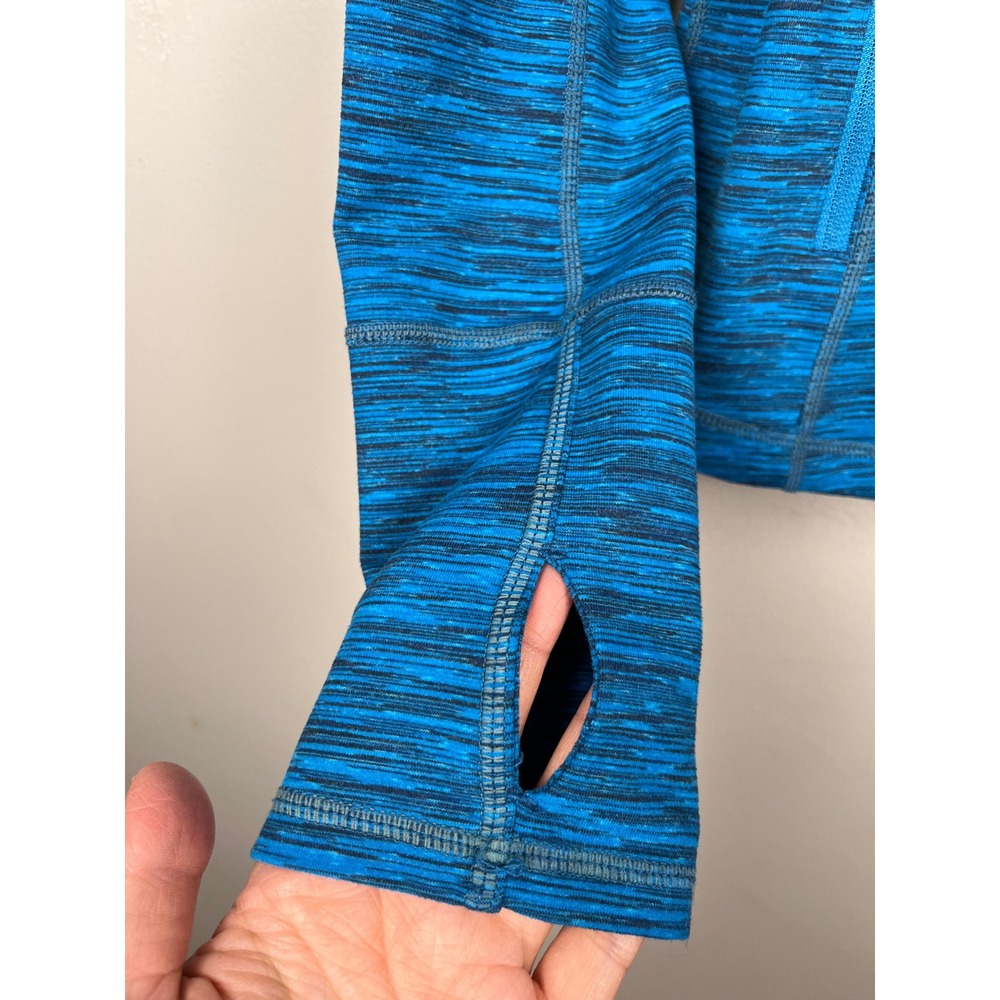Zella Blue Space‎ Dye Full Zip Jacket S Studio Core Ruched Mesh Back Athleisure - Picture 12 of 12